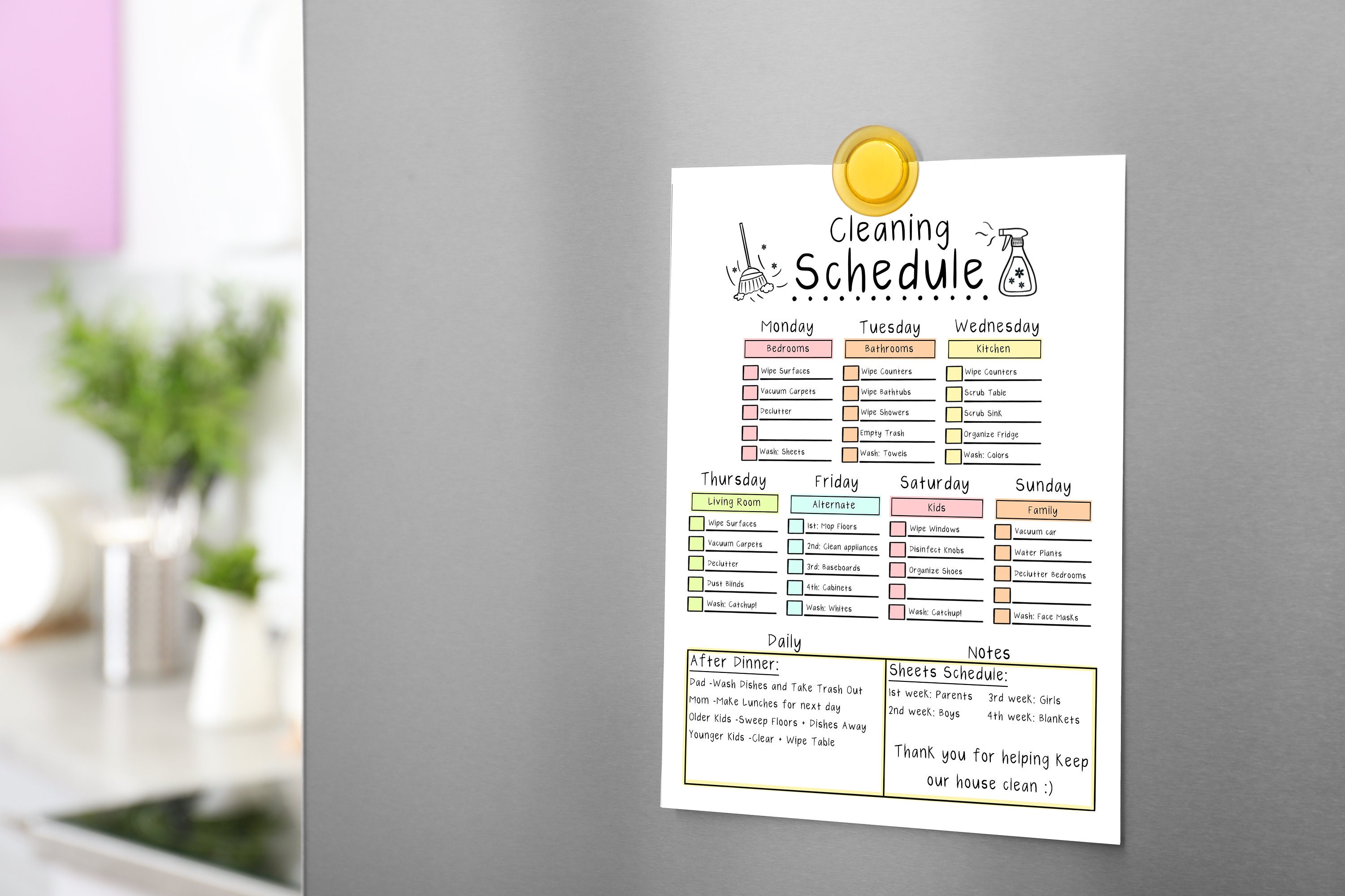 Cleaning Schedule Printable Simplify Your Cleaning Routine - Etsy UK