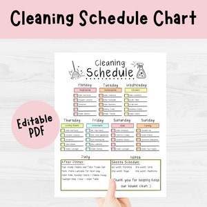 Cleaning Schedule Checklist Printable | Editable PDF