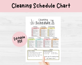 Cleaning Schedule Checklist Printable | Editable PDF