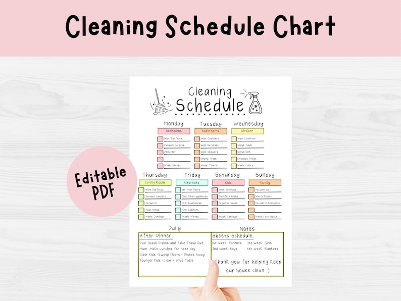 Cleaning Schedule Printable Simplify Your Cleaning Routine - Etsy UK