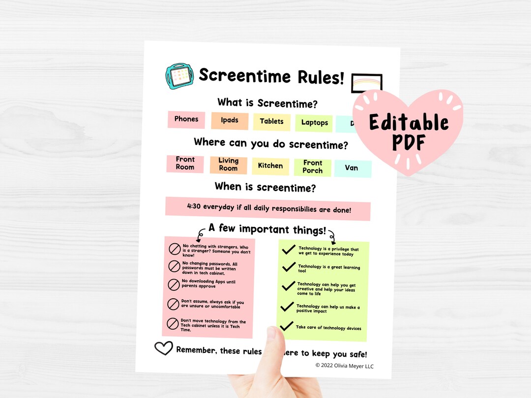 Screen Time Rules Chart