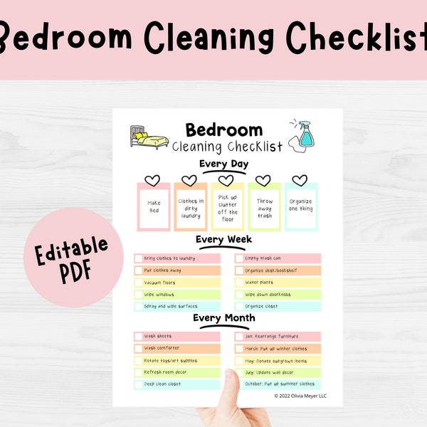 Bedroom Cleaning Chart