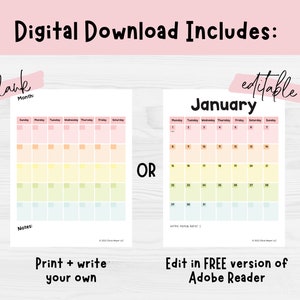 Printable Calendar Blank Calendar Printable, Cute Calendar Page, 2023 ...