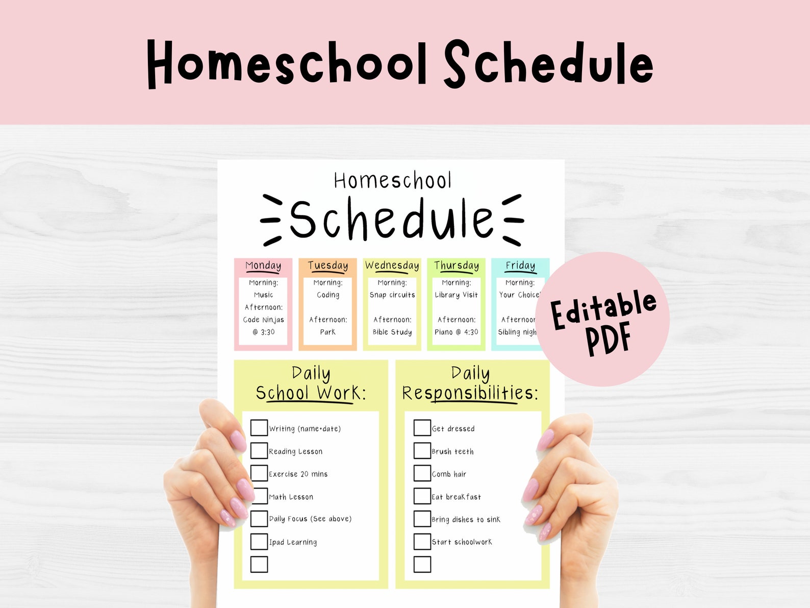 Homeschool Schedule - Etsy