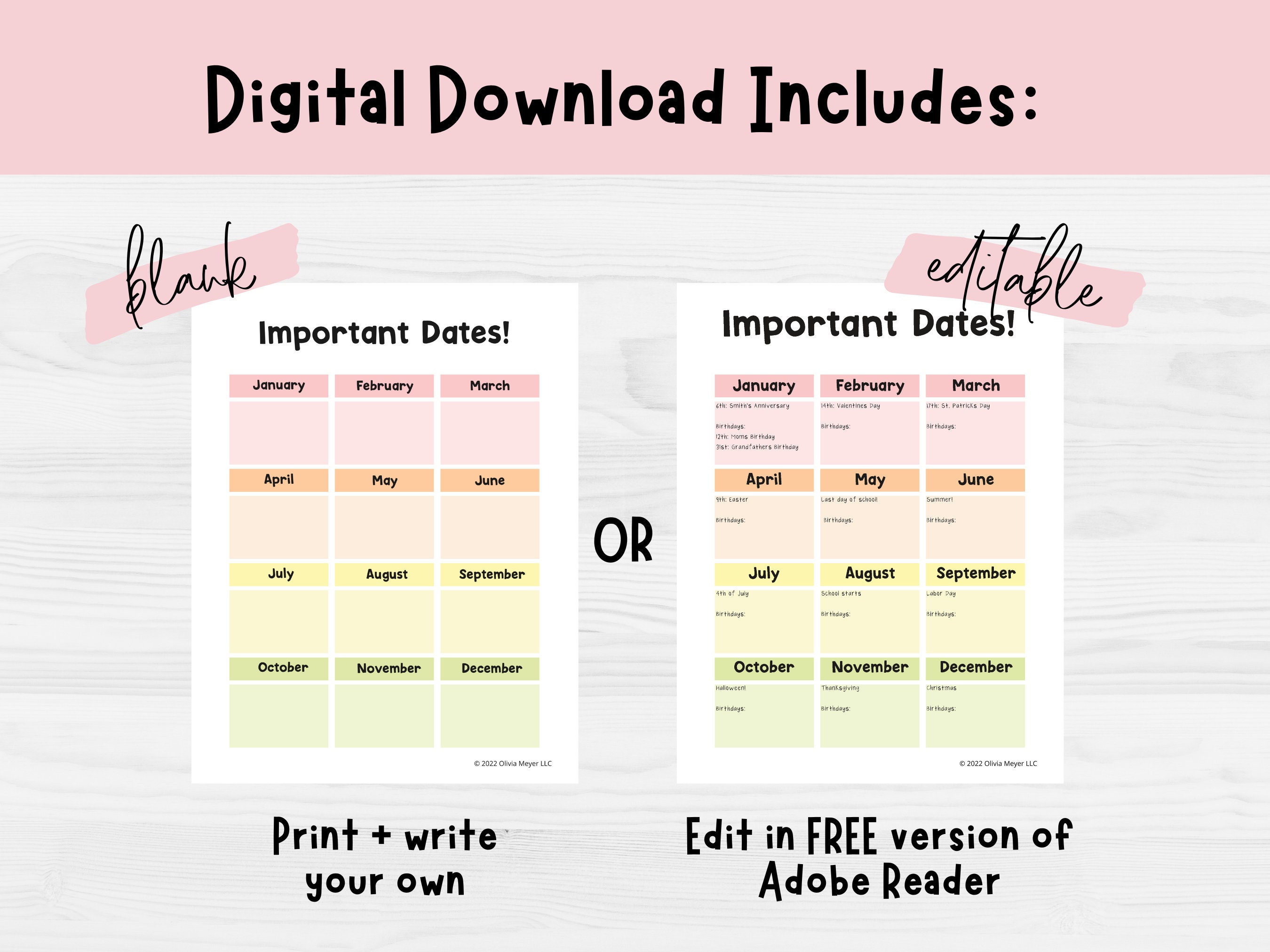 Monthly Planner Chart Birthday Chart, Birthday Chart for Classroom ...