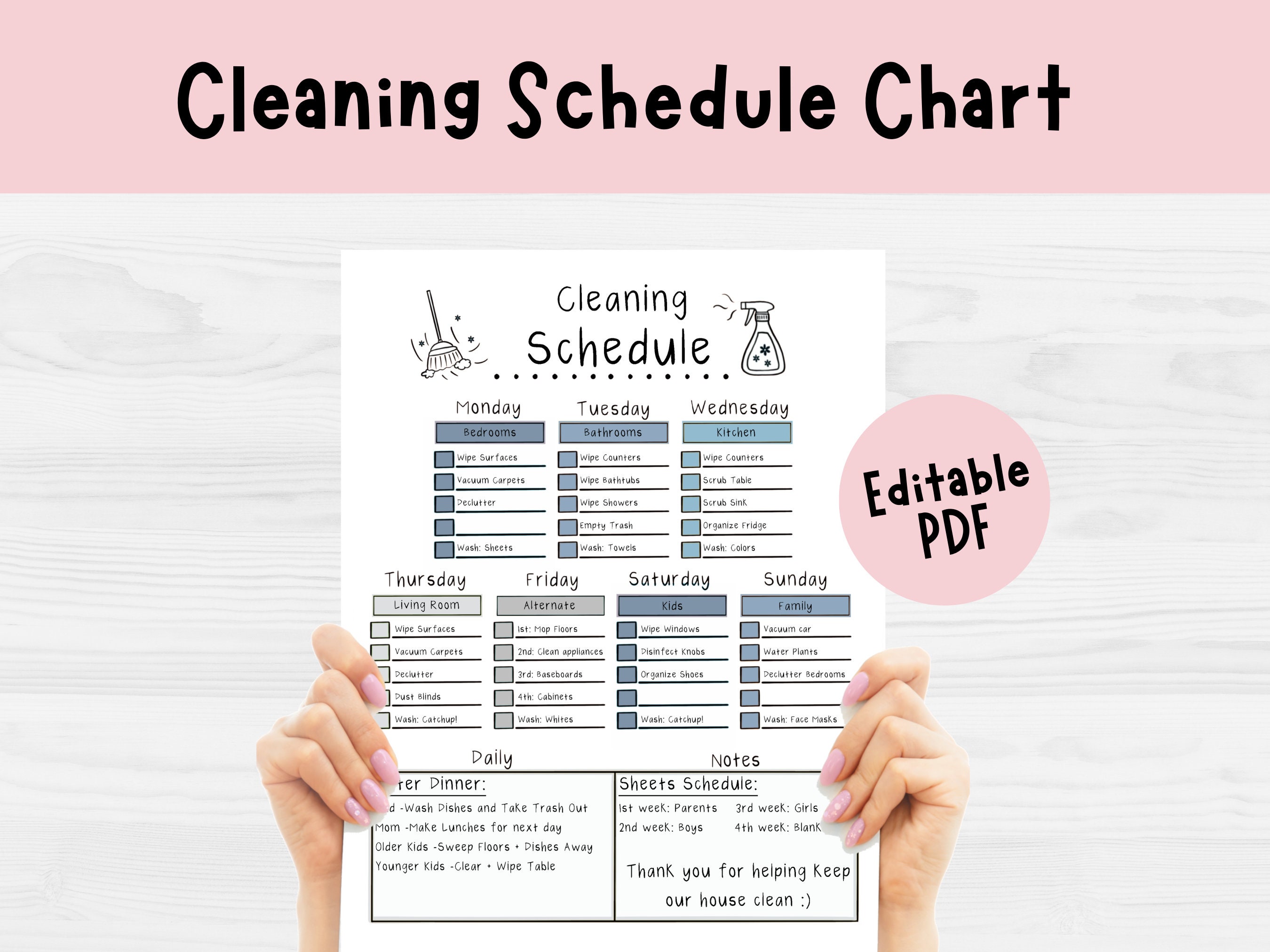 Cleaning Schedule Printable Simplify Your Cleaning Routine - Etsy UK