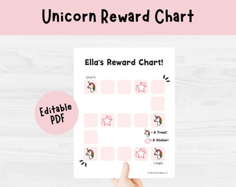Unicorn Reward Chart | Kids Potty Training, Editable PDF