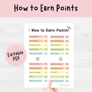 Kids Reward Chart Points Reward System, Reward Chart for Kids, Reward ...