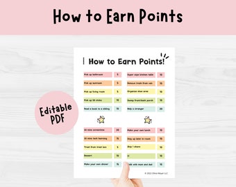 Kids Reward Chart Printable | Points System (Editable PDF)