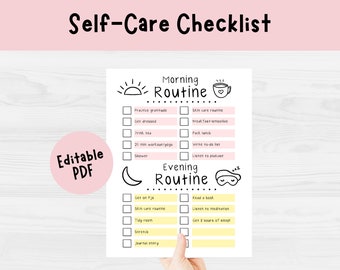 Self Care Checklist for Editable Morning Routine List for Skincare ...