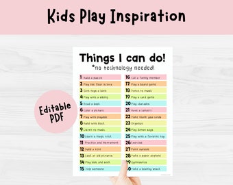 Play Inspiration Chart for Kids
