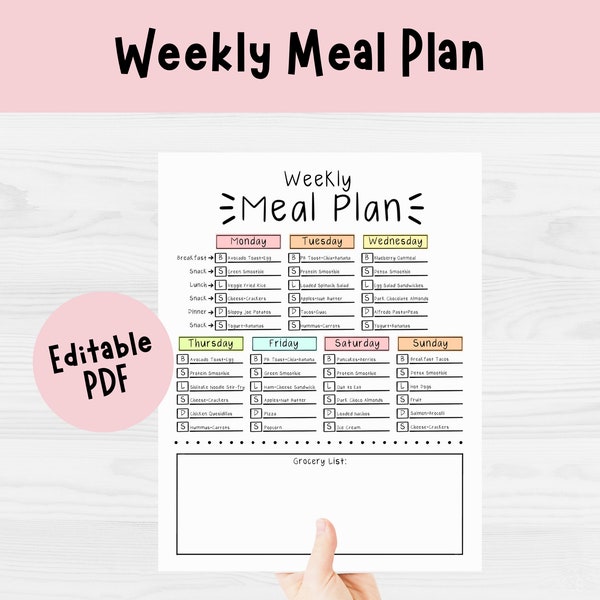 Weekly Meal Plan Printable