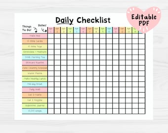 Daily Checklist Template Editable PDF