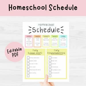 Homeschool Schedule Printable: Editable Daily Homeschool Chart (PDF)