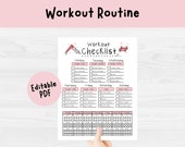 Workout Plan | Editable Workout Routine Chart | Fitness Log