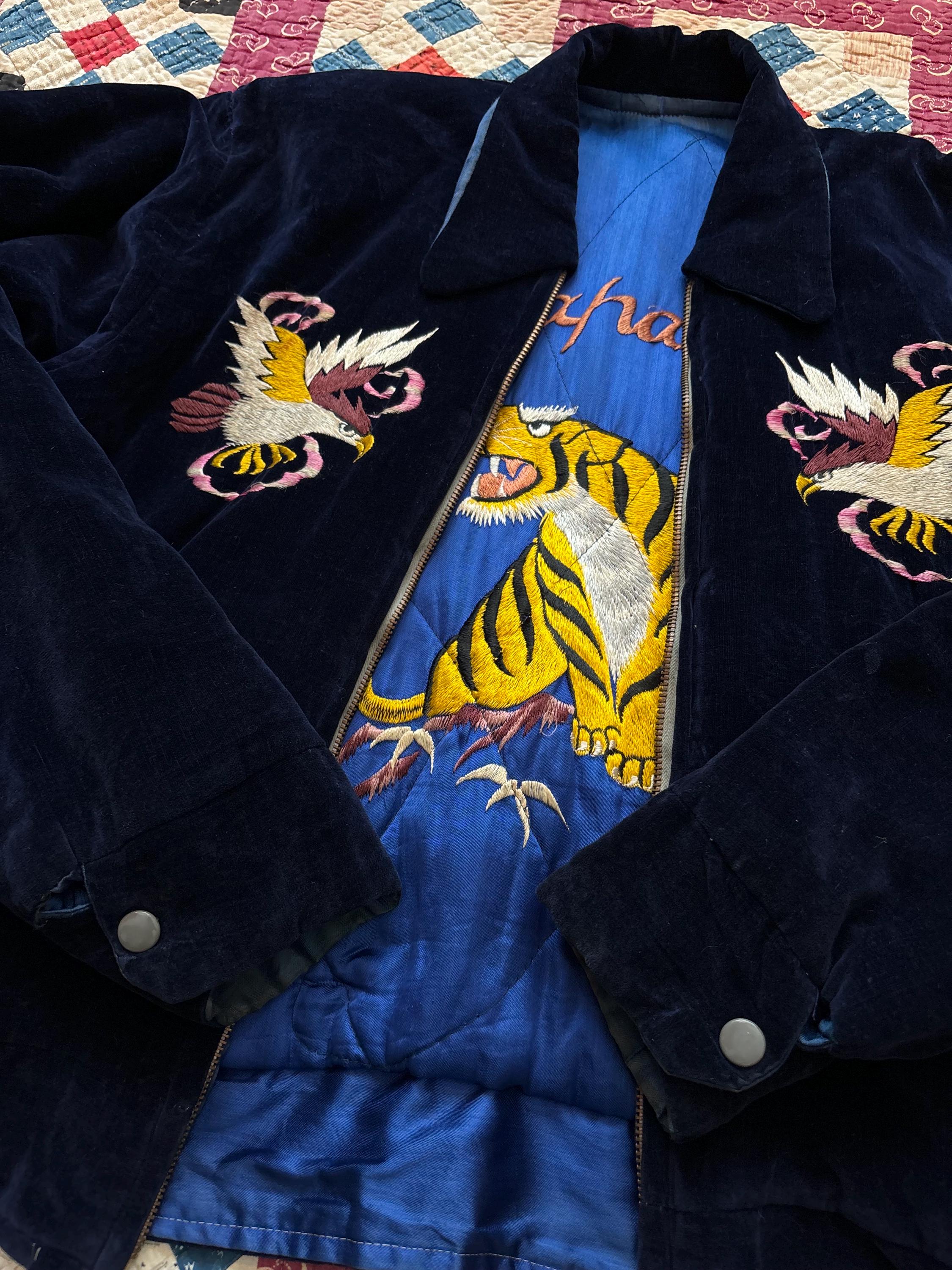 ジャケット・アウター 50s souvenir jacket velveteen Mid 1950s Style Velveteen Souvenir Jacket “WHITE TIGER