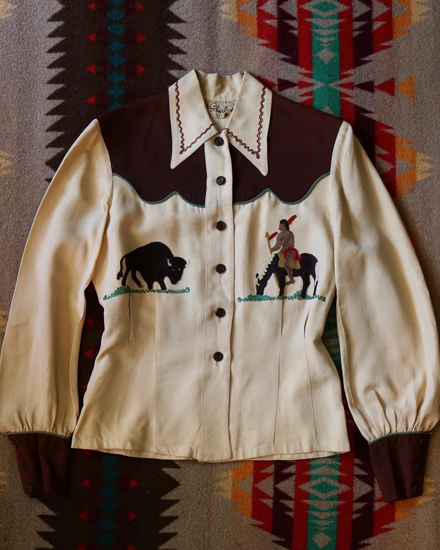 Vintage 1940s 1950s Ladies Western Shirt Embroidered Bison - Etsy