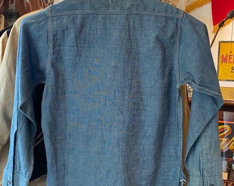 Vintage 1920's 20s Peerless Chin Strap Chambray Pullover