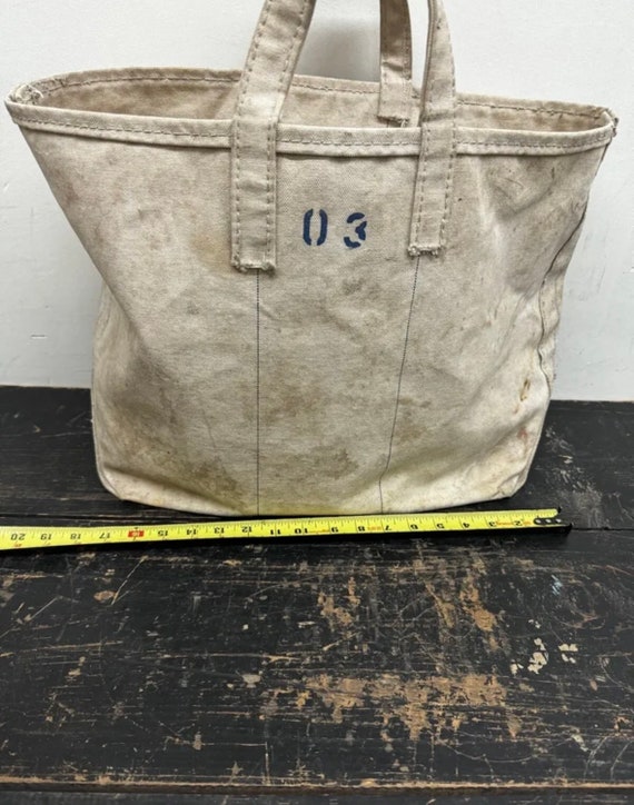 Vintage Tote Bag Coal White Blue Stenciled Sturdy - Etsy Vintage Tote Bag Coal White Blue Stenciled Sturdy - Etsy