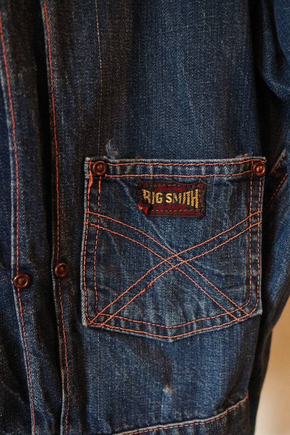 Vintage BIG SMITH Denim Jacket 1950s 50s Jeans in… - image 4