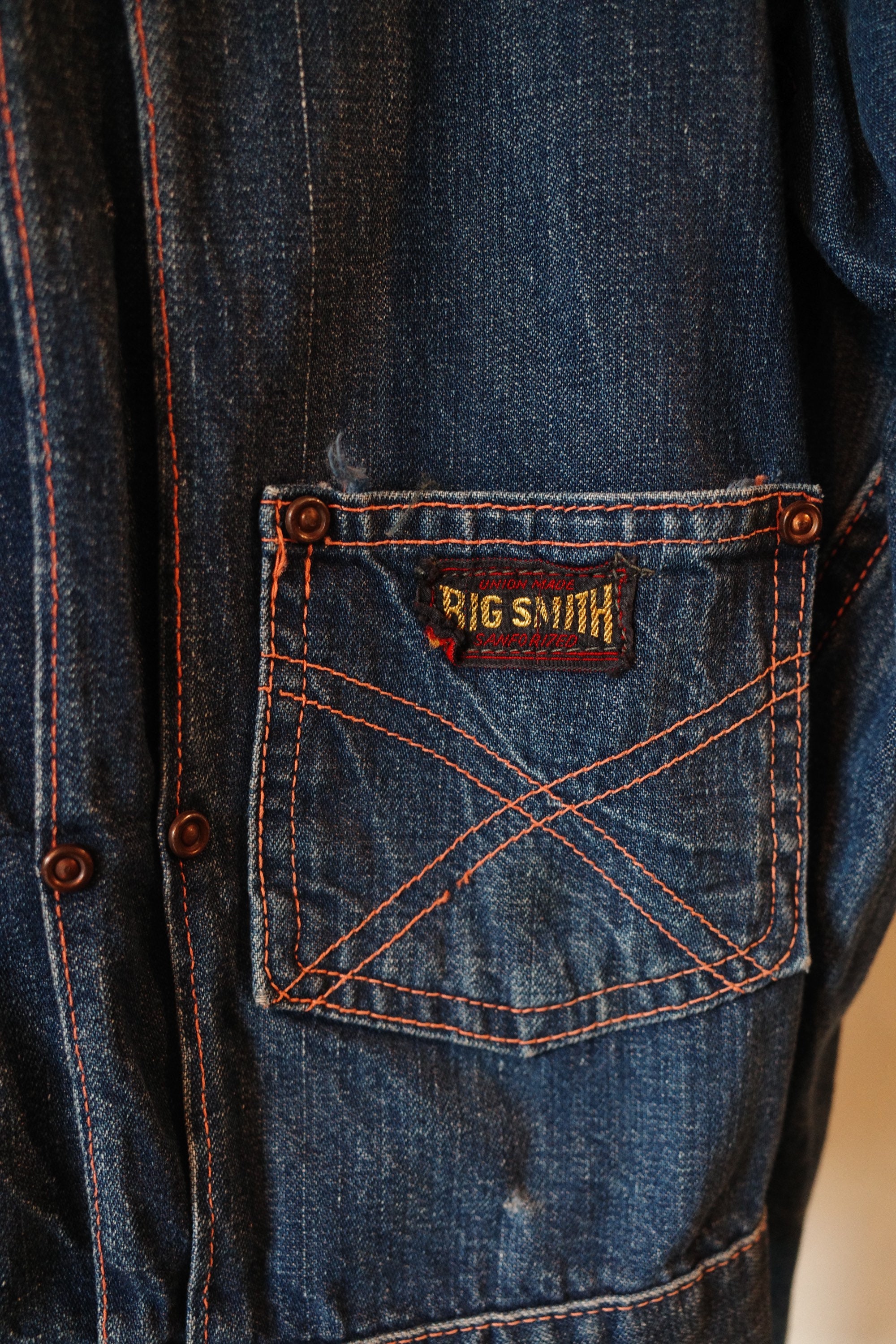 Buy Vintage BIG SMITH Denim Jacket 1950s 50s Jeans Indigo Workwear