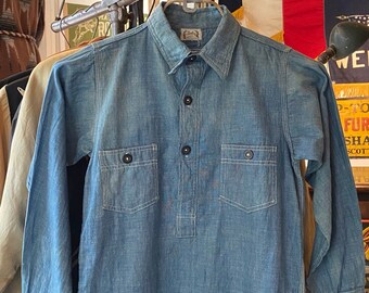Vintage 1920's 20s Peerless Chin Strap Chambray Pullover