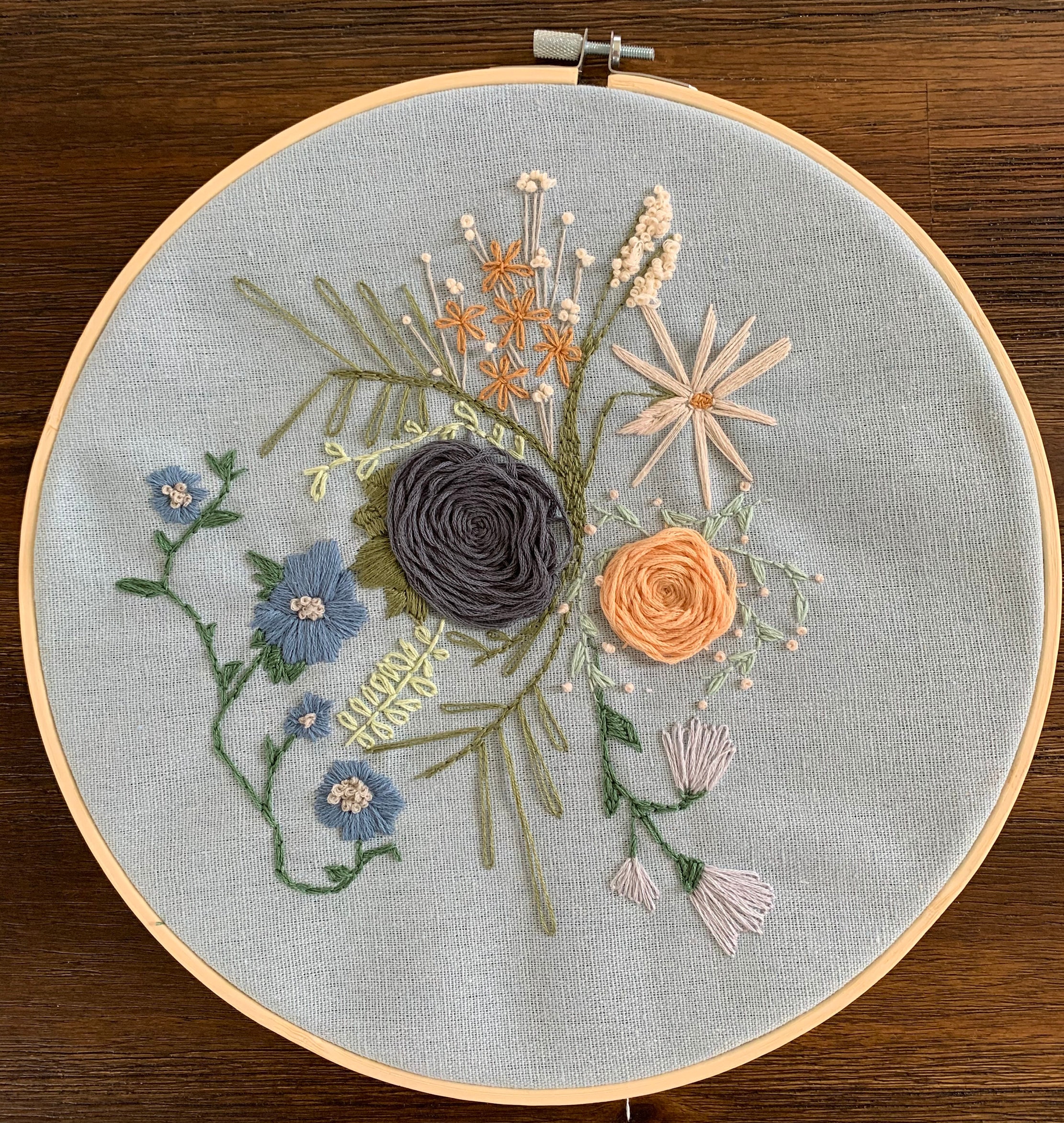 Handmade Blue Floral Embroidery Hoop - 10" - Etsy