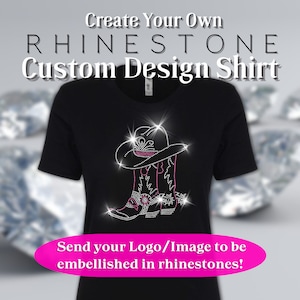 Rhinestone Image Logo Shirt | Custom Design Shirt | Custom Your Logo Here Design Shirt | Diamond Image T Shirt | Company Bling Logo t-shirt