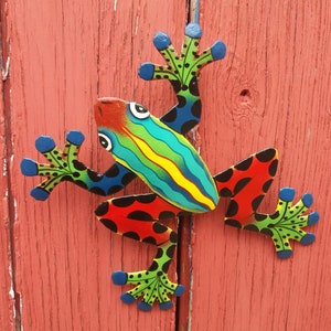 Metal Frog Wall Art Hand Made in Haiti By Street Artists From Recycled Steel Drums,  Great Xmas Gift For The Home or Garden , Oil Drum Art
