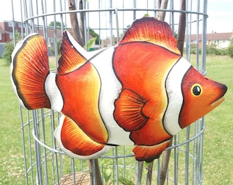 Recycled Steel Drum Clownfish Wall Art, Haitian Metal Art