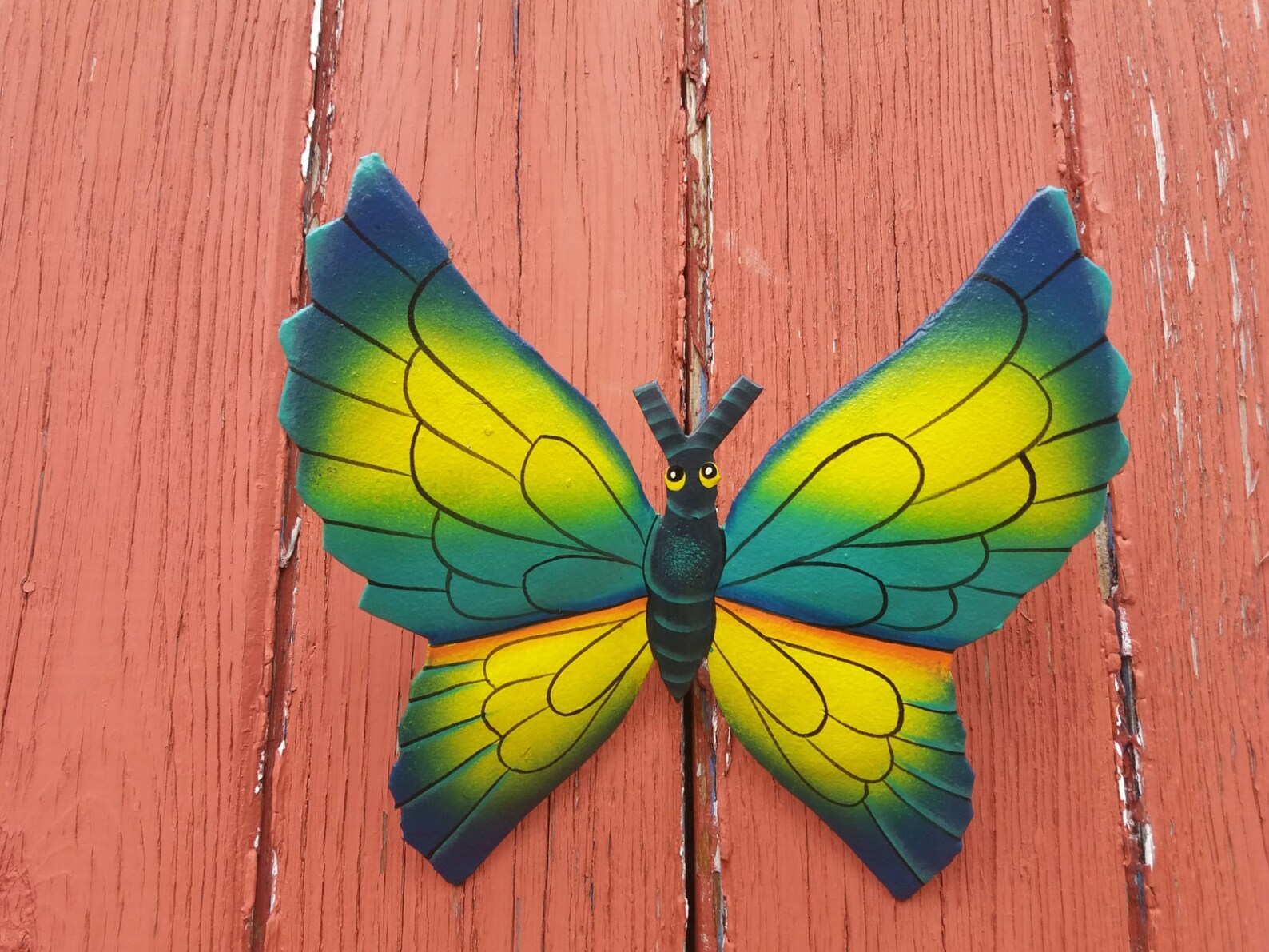 Metal Butterfly Garden Decor Handmade in Haiti From Recycled Oil Drums