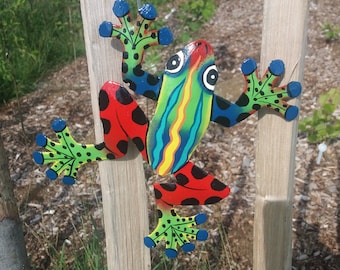 Handmade Recycled Steel Drum Frog Wall Hanger, Haitian Art
