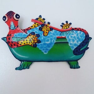 Arte de pared de gecko de metal hecho a mano en Haití
