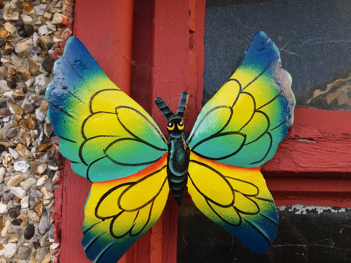 Metal Butterfly Garden Decor Handmade in Haiti From Recycled Etsy