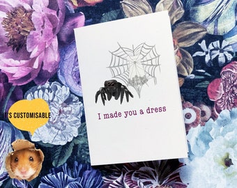 Cute Spider Card Engagement Wedding Congratulations Gothic Halloween Series Ivory With Message Personalised A5