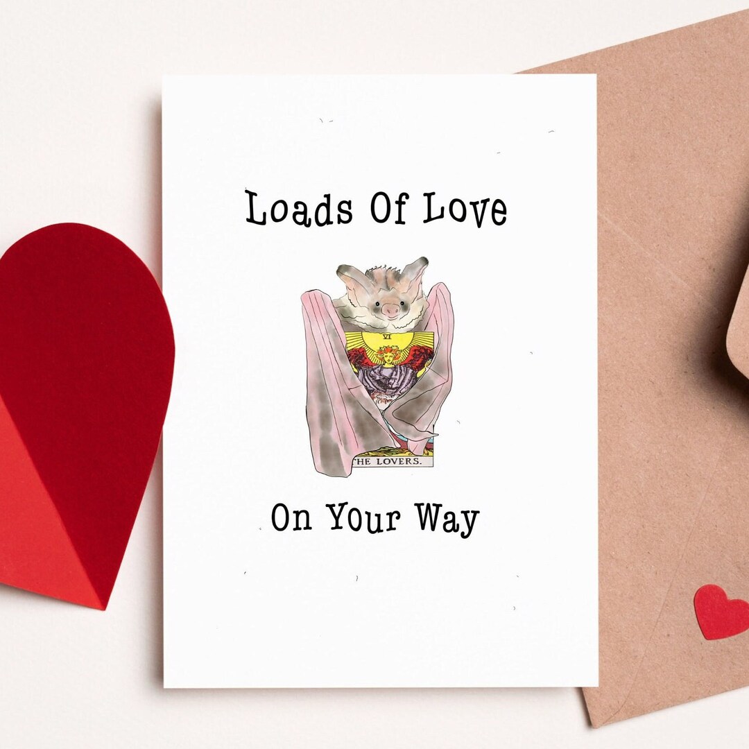 Cute Bat Birthday Card Halloween Love Tarot Card Witchy Etsy