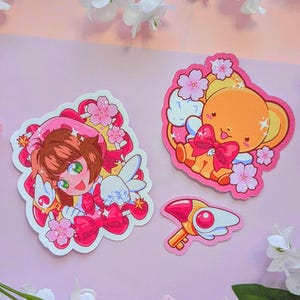 Ensemble d'autocollants scintillants Sakura - Stickers déco scintillants Magical Girl