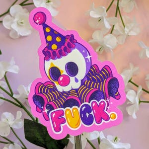 Glittersticker Silly Little Clown - skeletclown - griezelige Halloween-stickers