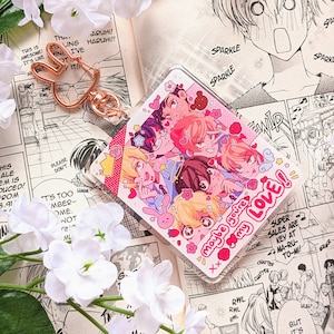 OHSHC Anime acrylique breloque double face scintillant époxy avec clip lapin - Ouran High School Host Club Fan Art Style Polaroid