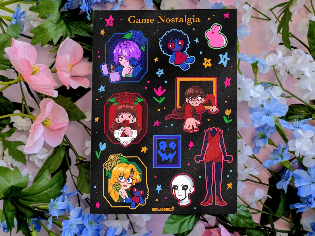 Ib Glitter Sticker Sheet - video game inspired Stickers
