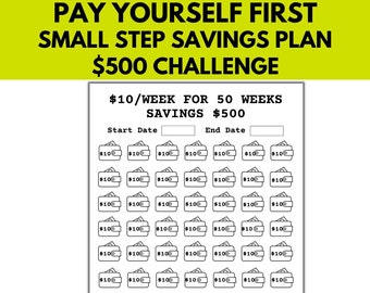 Savings Challenge Tracker, Save 500, 10.00 Money Challenge, Money Saving Challenge Printable Tracker, 50 Week Savings Goal Tracker
