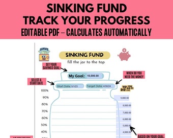 Sinking Fund Tracker Printable, Editable Savings Tracker, Create Your Own Savings Goal, Money Goals, Editable PDF, Savings Log, Letter