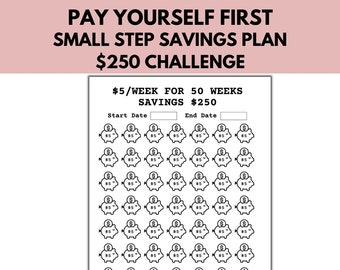 Money Savings Challenge Tracker, 5.00 Money Challenge, Save 250, Savings Challenge Printable Tracker, 50 Week Savings Goal Tracker