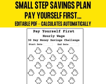 Saving Challenge, Editable PDF, Printable Tracker, Pay Yourself First, Editable Money Saving Challenge Tracker, Personalized Saving Tracker