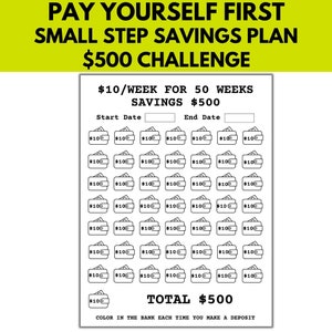 Savings Challenge Tracker, Save 500, 10.00 Money Challenge, Money Saving Challenge Printable Tracker, 50 Week Savings Goal Tracker