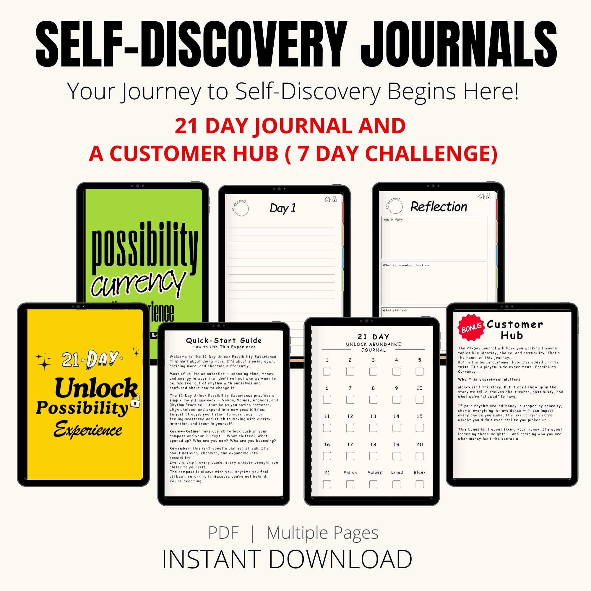 Self Journal Tutorial Self-discovery Journal, Guided Journal Prompts, 7 Day Challenge Move ...