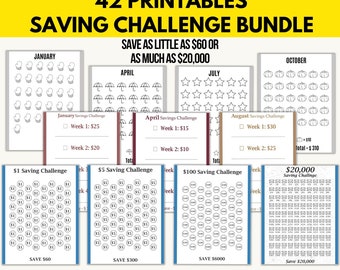 Money Saving Challenge, A6 Printable Saving, 42 Saving Tracker Bundle, Kids Savings Challenge, Save Money, 100 Envelopes, Saving Goal