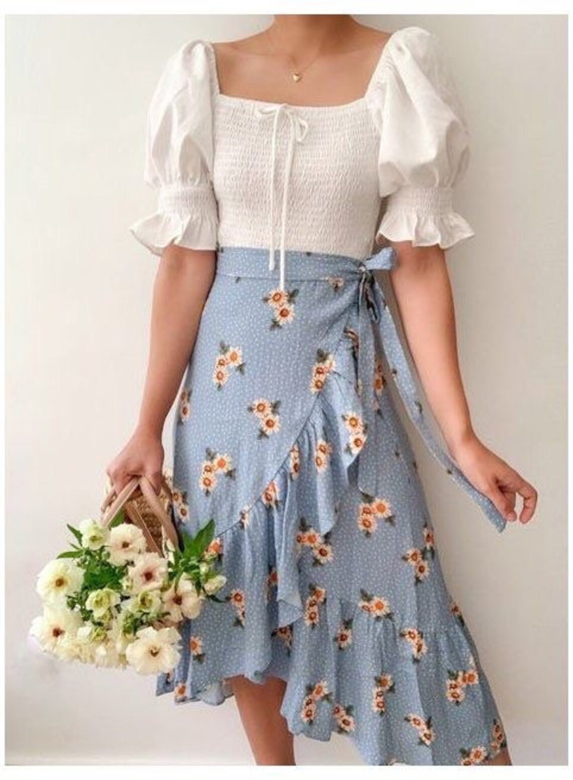 PATTERN wrapped skirt with ruffles maxi skirt PDF | Etsy