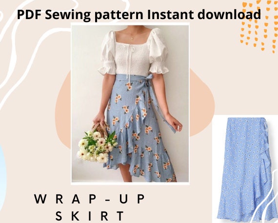 PATTERN Wrapped Skirt With Ruffles Maxi Skirt PDF Sewing | Etsy