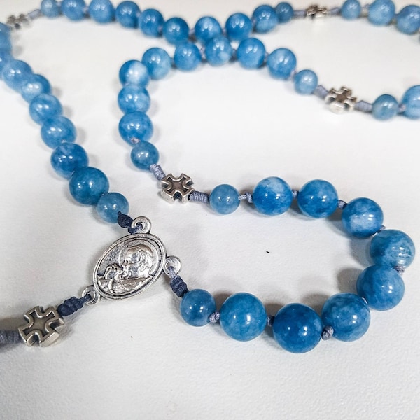 Rosary in honor of St. Pope John Paul II "SANTO SUBITO" [jadeite stone, hand weaving]